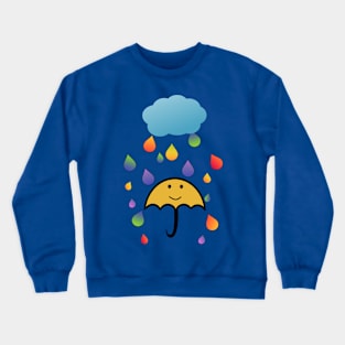 Rainbow Umbrella Raindrops Crewneck Sweatshirt